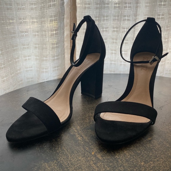 Suede Block Heel Ankle Strap Sandal - Picture 2 of 6